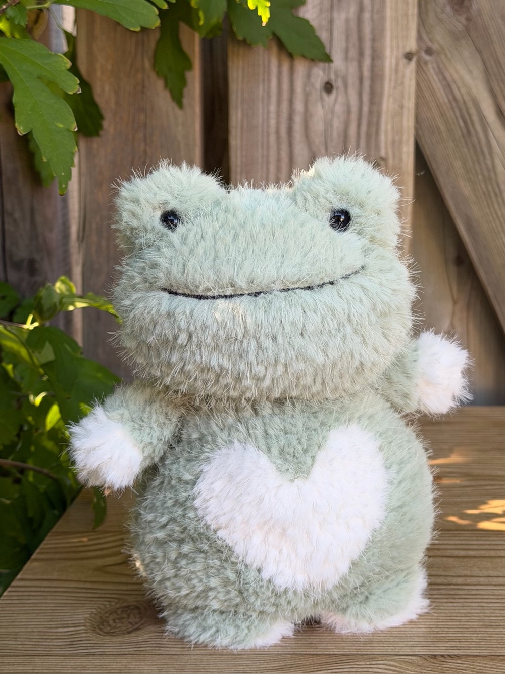 Apricot Lamb Green Frog Heart Belly Adorable Soft Plush Stuffed Animal 8”